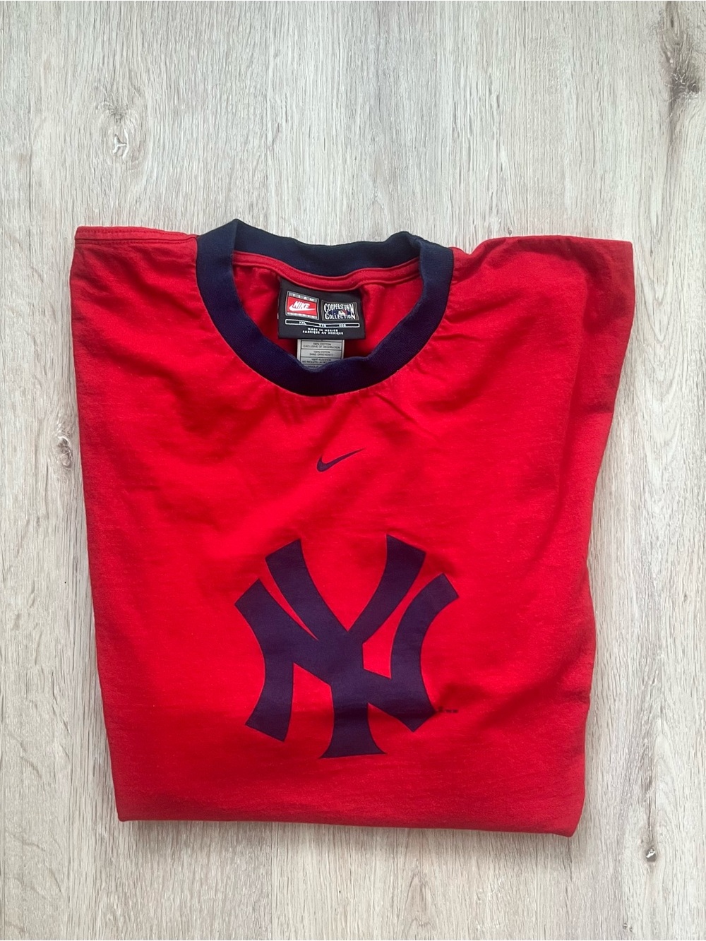Vintage Nike Center Swoosh New York Yankees T-Shirt Men XXL Red MLB Baseball Tee